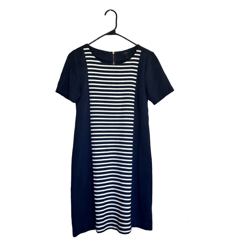J. Crew Navy Striped Midi Business Casual Dress Size 2